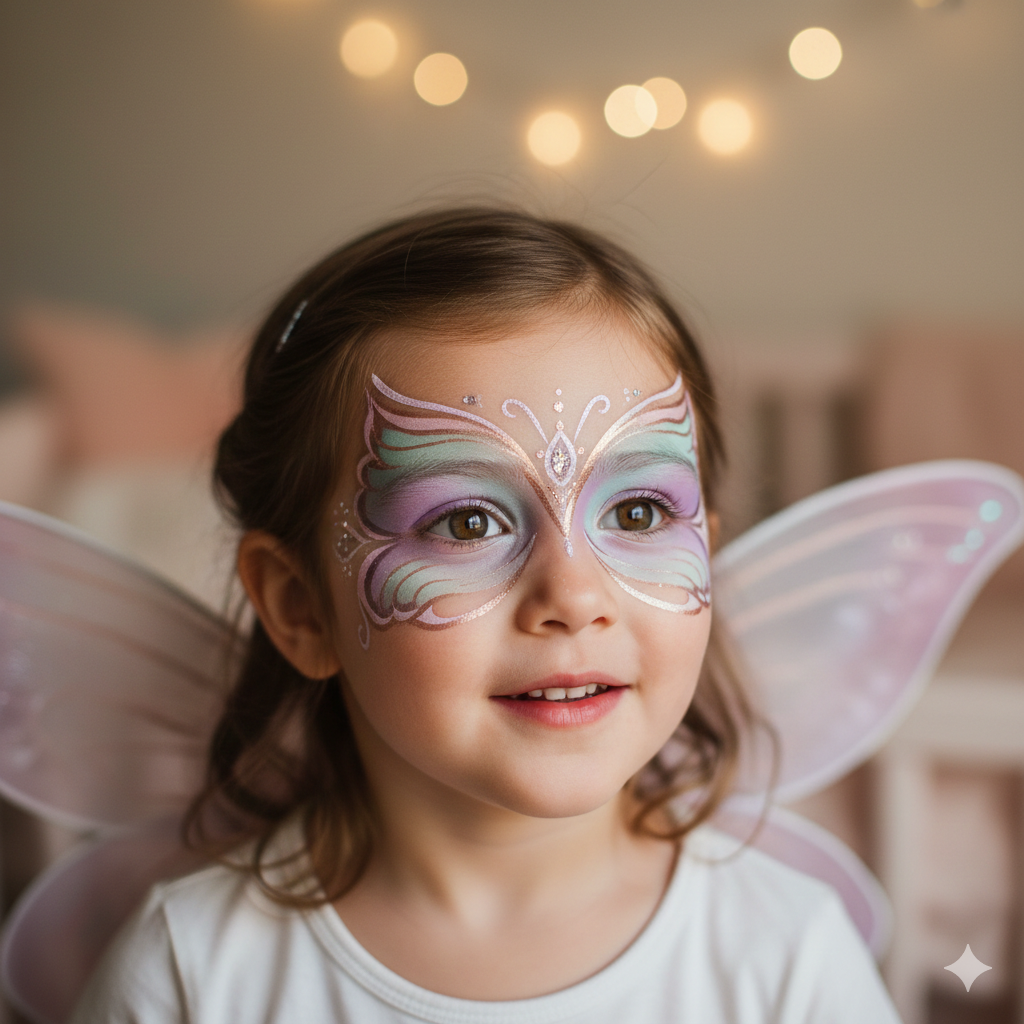 Maquillage papillon sur visage d'enfant
